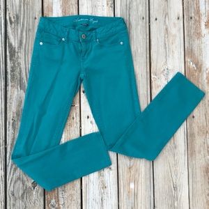 American Eagle Turquoise stretch skinny jeans | Size 0